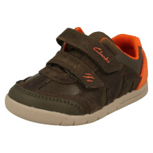 (Khaki, UK 6.5 Infant) Boys Clarks Claw Detailed Casual Shoes Rex Play - G Fit