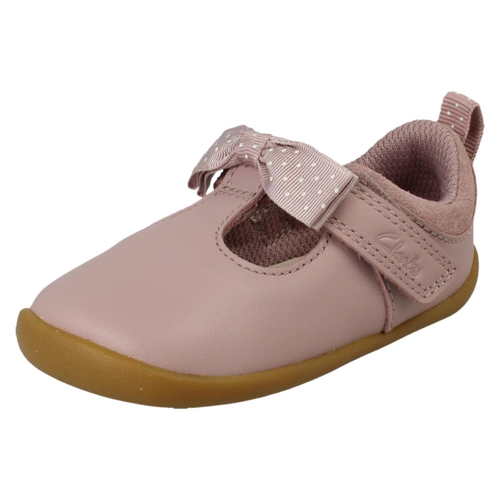 Clarks (Pink, Uk 5 Infant) Girls Polka Dot T-Bar Pre Walking Shoes Roamer Trim - F Fit
