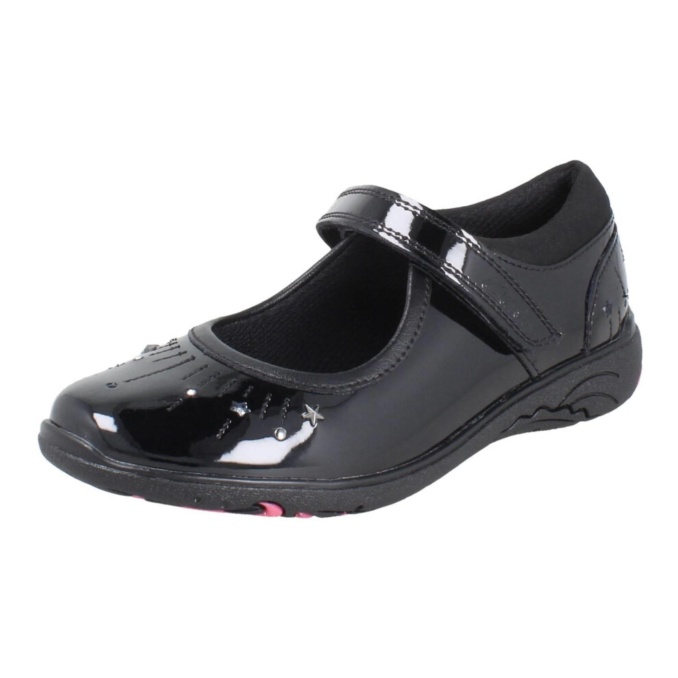 Clarks (Black, Uk 2 Child) Girls Playprints Mary Jane School Shoes Relda Wish - E Fit