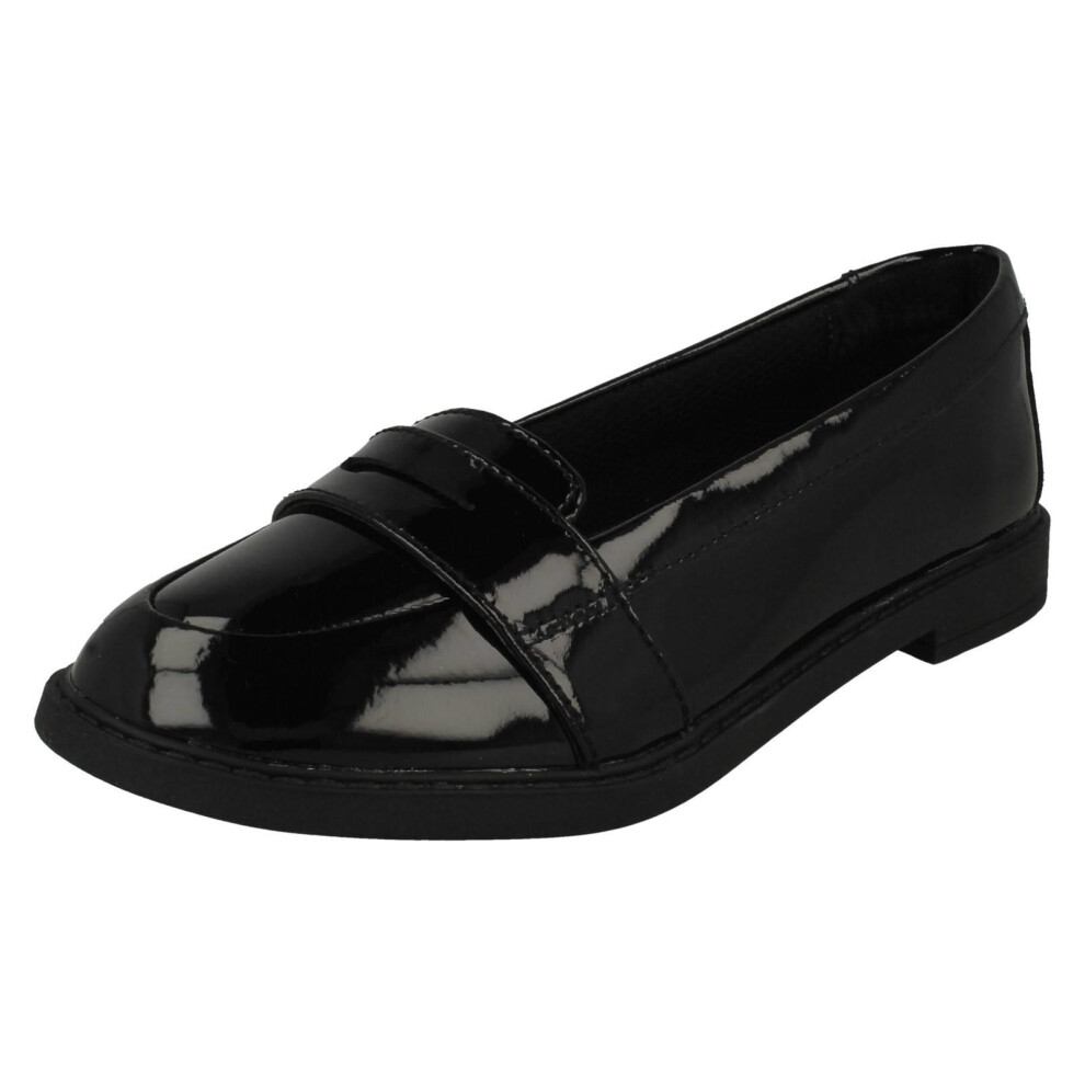 Clarks (Black, Uk 13 Child) Girls Slip On Loafer Style School Shoes Scala Loafer K - F Fit
