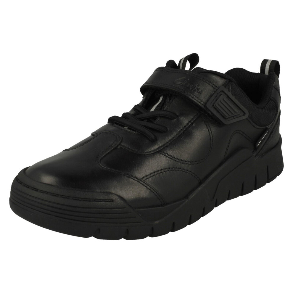 Clarks (Black, Uk 10.5 Child) Boys Waterproof Hook & Loop Fastening School Shoes Scooter Dry - G Fit