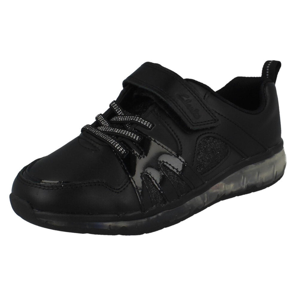 Clarks (Black, Uk 1 Child) Girls Casual Trainers Spark Glow O - F Fit