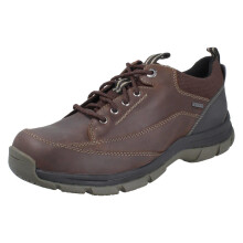 (Brown, UK 12) Mens Clarks Slip Resistant Waterproof Lace Up Shoes Spypath Lo GTX - G Fit
