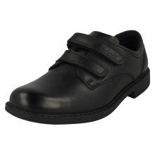 (Black, UK 7.5 Infant) Boys Clarks Formal Hook & Loop School Shoes Scala Pace - G Fit