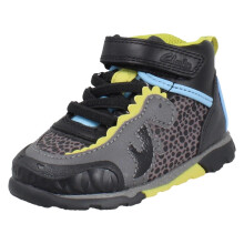 (Grey, UK 4.5 Infant) Boys Clarks Dinosaur Design Hi Top Trainers Steggy2 Tri T - G Fit