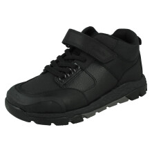 (Black, UK 13 Child) Boys Clarks PlayPrints 'Rex' Ankle Boots Steggy 2 Glow - G Fit