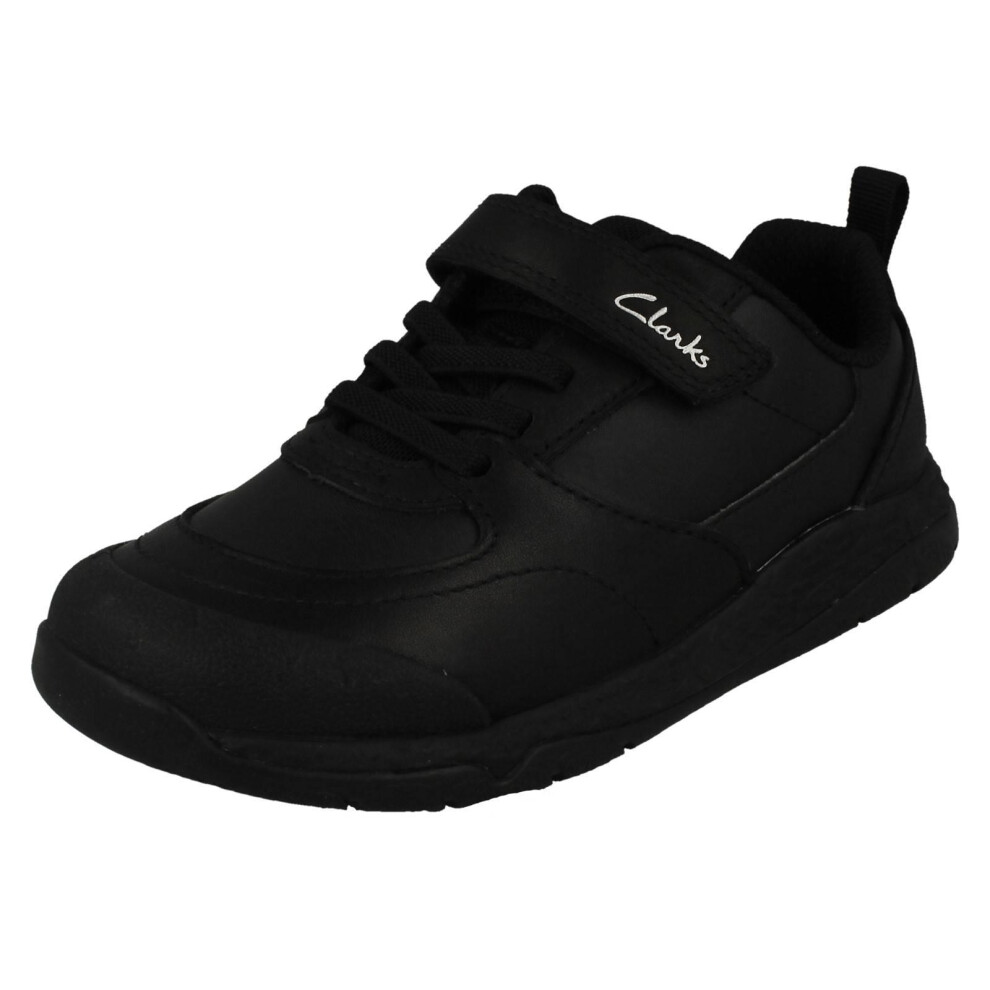 Clarks (Black, Uk 11.5 Child) Boys Hook And Loop Fastening School Shoes Steggy Stride K - G Fit