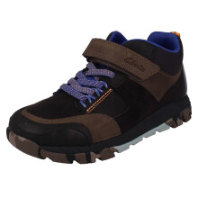 (Navy, UK 13 Child) Boys Clarks PlayPrints 'Rex' Ankle Boots Steggy 2 Glow - F Fit