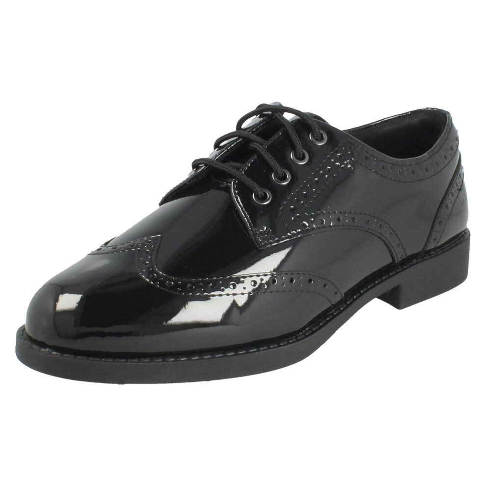 Clarks (Black, Uk 5.5 Child) Girls Lace Up Brogue School Shoes Tapa Pure - F Fit