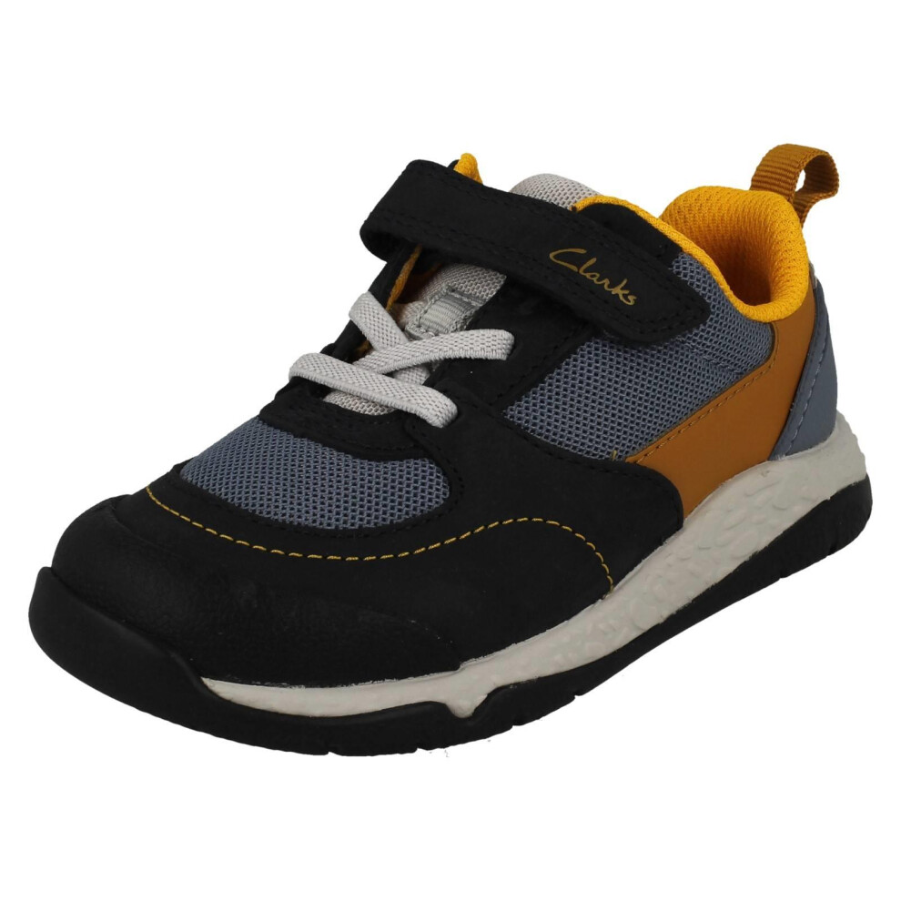 Clarks (Navy, Uk 7.5 Infant) Childrens Casual Hook And Loop Fastening Trainers Steggy Stride - G Fit