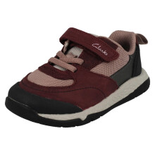 (Purple, UK 9.5 Child) Childrens Clarks Casual Hook And Loop Fastening Trainers Steggy Stride - G Fit
