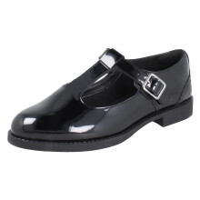 (Black, UK 5.5 Child) Girls Clarks Classic T-Bar School Shoes Tapa Hope - F Fit