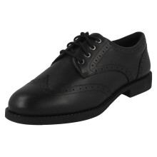 (Black, UK 6 Child) Girls Clarks Lace Up Brogue School Shoes Tapa Pure - G Fit