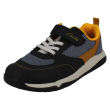 (Navy, UK 12.5 Child) Childrens Clarks Casual Hook And Loop Fastening Trainers Steggy Stride K - F Fit