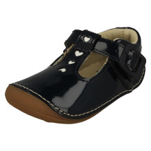 (Navy, UK 5.5 Infant) Girls Clarks Casual Pre Walker Shoes with Heart Detail Tiny Beat T - G Fit