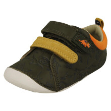 (Khaki, UK 5.5 Infant) Boys Clarks Embossed Dinosaur Detailed Cruiser Shoes Tiny Rex T - G Fit