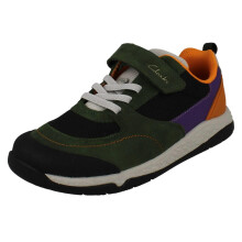 (Green, UK 2.5 Child) Childrens Clarks Casual Hook And Loop Fastening Trainers Steggy Stride K - G Fit