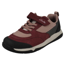 (Purple, UK 13.5 Child) Childrens Clarks Casual Hook And Loop Fastening Trainers Steggy Stride K - G Fit