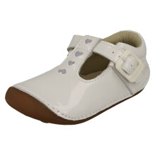 (White, UK 5.5 Infant) Girls Clarks Casual Pre Walker Shoes with Heart Detail Tiny Beat T - F Fit