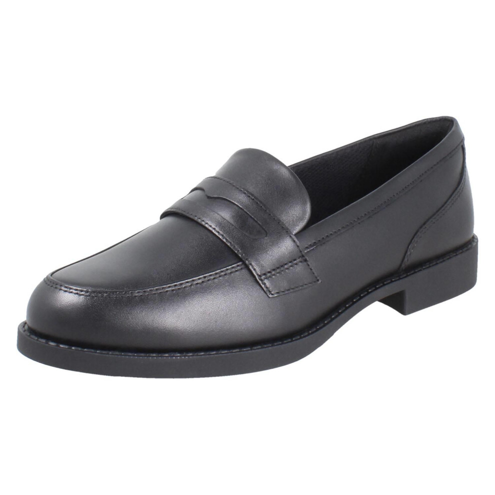 Clarks (Black, Uk 3 Child) Girls Penny Loafer School Shoes Tapa Edge - F Fit