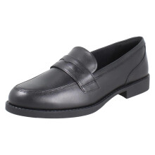 (Black, UK 4 Child) Girls Clarks Penny Loafer School Shoes Tapa Edge - F Fit