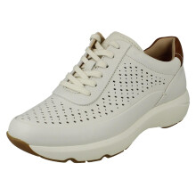 (White, UK 6.5) Ladies Clarks Punched Hole Detailed Summer Shoes Tivoli Grace - E Fit