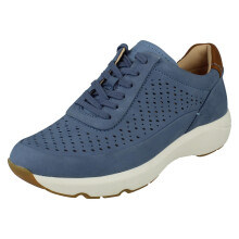 (Blue, UK 6) Ladies Clarks Punched Hole Detailed Summer Shoes Tivoli Grace - E Fit