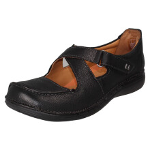 (Black, UK 5) Ladies Unstructured by Clarks Hook and Loop Casual Shoes Un Loop Strap - D Fit