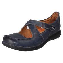(Navy, UK 5.5) Ladies Unstructured by Clarks Hook and Loop Casual Shoes Un Loop Strap - D Fit