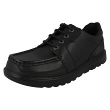 (Black, UK 4 Child) Boys Rhino By Startrite Camoflauge Material Detailed Lace Up Moccasin School Shoes Cadet - G Fit