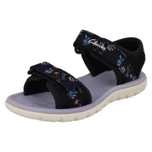 (Navy Interest, UK 8 Child) Childrens Clarks Pattern Detailed Adjustable Sandals Surfing Tide - G Fit