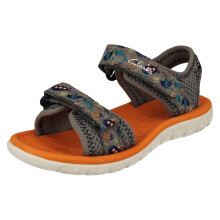 (Grey, UK 2.5 Child) Childrens Clarks Pattern Detailed Adjustable Sandals Surfing Tide - G Fit