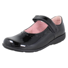 (Black, UK 10 Child) Girls Startrite Flower Punch Detail Mary Jane School Shoes Emily - H Fit