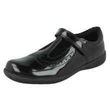 (Black, UK 1.5 Child) Girls Start-Rite Diamond And Star Cut-Out T-Bar School Shoes Hope - G Fit