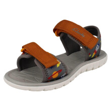 (Grey, UK 6 Infant) Kids Clarks Pattern Detailed Adjustable Sandals Surfing Tide T - G Fit
