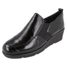 (Black, UK 6.5) Ladies Van Dal Wedge Slip On Shoes Hattie - E Fit