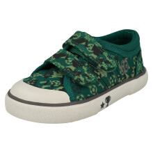 (Green, UK 12 Child) Boys Startrite Football Detailed Canvas Shoes Kickabout - F Fit