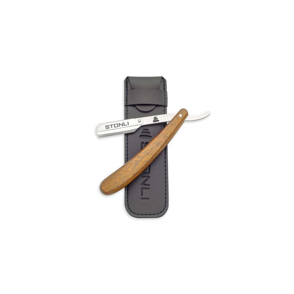 Photos - Razor / Razor Blade Premium Cut Throat Razor - Natural Wood Handle, Stainless Steel Swing Lock Blade Holder with Traveling Pouch - Blades Not In