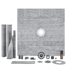 VEVOR Shower Curb Kit, 1828x1828mm Shower Pan Kit with 50.8mm PVC Central Flange, 101.6mm Stainless Steel Grate, Waterproof Shower Curb & Membrane &