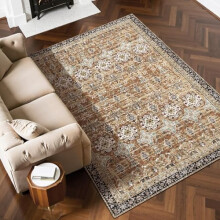VEVOR Area Rug, 6 x 9 ft Large Washable Rug, Non-Slip and Tear-Resistant Soft Carpet, Pet & Child Friendly Vintage Area Rugs, Indoor Mat for Bedroom,