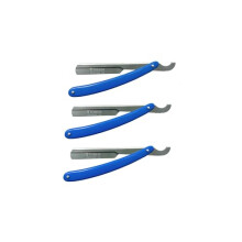 Pack of 3 Turkish Straight Razor Shaving Handle, Blue Plastic Handle, Blade Not Included