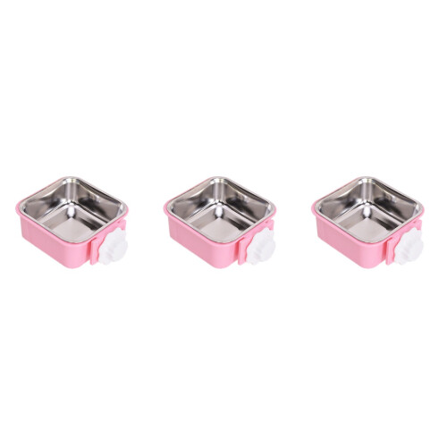 3Pièces Bols Pour Animaux Roses Durables Fixés 2