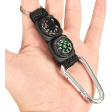 Txuolin Black Carabiner Key Chain Compass Thermometer Metal Camping Outdoor Gadgets Hiking Survival to Multifunctional Mountaineering Sports Outdoor