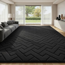 Sour Lemon Rugs Living Room Large 140x200cm, 3D Z-Shaped Pattern Black Soft Fluffy Rug For Bedroom, Extra Large Washable Area Rugs Anti Slip, Short
