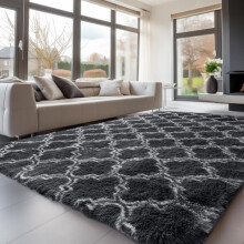 Sour Lemon Rugs Living Room 240x300cm, Grey Area Rugs for Bedroom, Washable Anti Slip Extra Large Shaggy Soft Rug Fluffy Modern Floor Carpets Mat