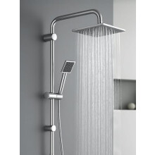 CROWNSHOP Shower Set Shower Riser Rail Shower with Twin Heads Adjustable Overhead Rainfall Bathroom Shower Head Handheld Shower Hose and Riser Rail