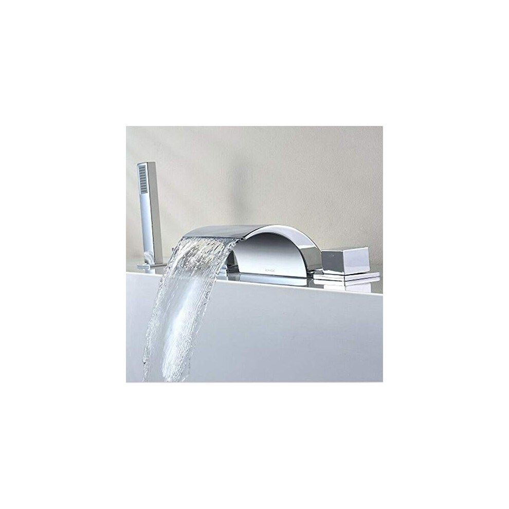 Modern Shower System Bath Tap 5 Hole Set, Bathroom Tap Mixer Sprayer With Hand Shower, Waterfall Shower Faucet Widespread Tub Filler Bathtub Faucets 764909171512