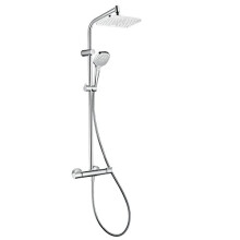 hansgrohe MySelect E - Shower Column Without Mixer Tap, Rain Shower 240 mm with Diverter, Hand Shower (1 Jet), Bracket, Shower Hose, Bar and Square