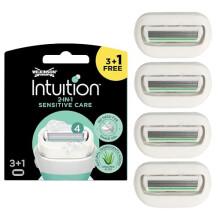 WILKINSON SWORD Intuition Sensitive Care Women's Blade Refills Pack of 3 plus 1 Free Enriched with Aloe Vera & Vitamin E