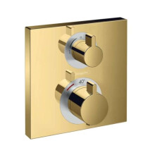 hansgrohe Ecostat Square - Thermostat Concealed, Thermostatic Mixer with Safety Stop at 40 C, Thermostat Square, Mixer tap for 2 Functions, Polished